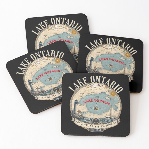 Item preview, Vintage Lake Ontario Map Lighthouse Souvenir Gift designed and sold by LeSoniPapaPrint.