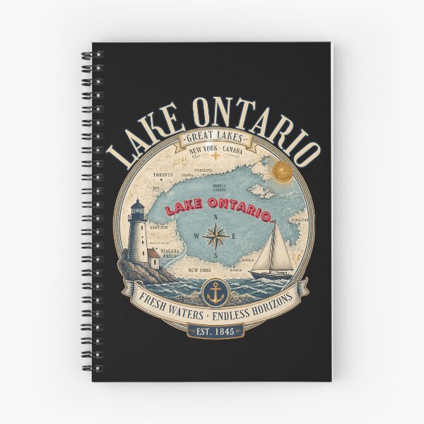 Item preview, Vintage Lake Ontario Map Lighthouse Souvenir Gift designed and sold by LeSoniPapaPrint.