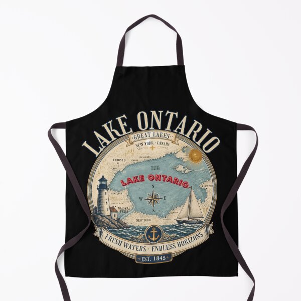 Item preview, Vintage Lake Ontario Map Lighthouse Souvenir Gift designed and sold by LeSoniPapaPrint.