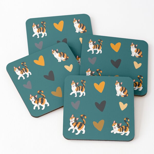Item preview, Calico cat and heart pattern designed and sold by BigfeetLittlepaws.