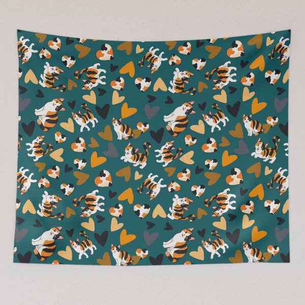 Item preview, Calico cat and heart pattern designed and sold by BigfeetLittlepaws.
