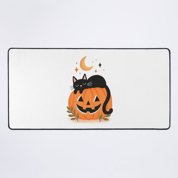 Item preview, Cute black cat sleeping on Jack-o-lantern pumpkin designed and sold by OHBOY! Handmade.