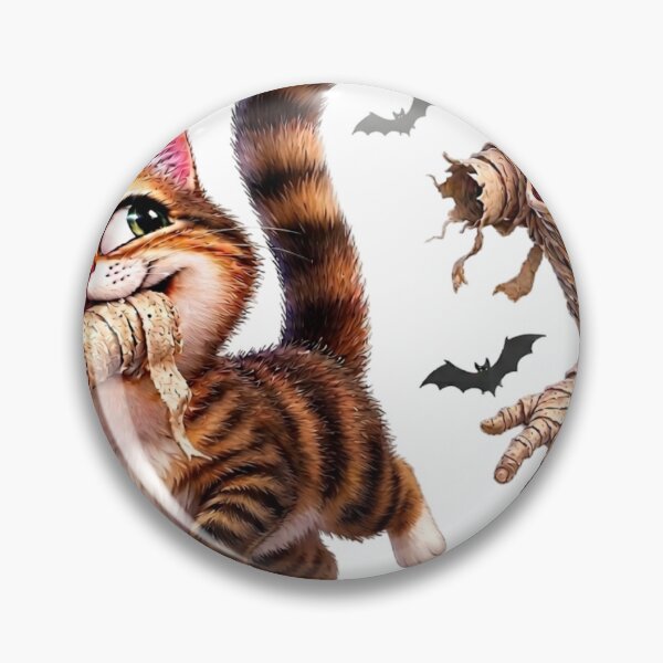 Item preview, Cute Cat Catches Terrified Mummy in Funny Horror Halloween designed and sold by LavIsInTheAir.