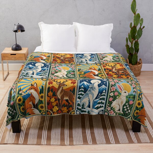 Item preview, Four Seasons Mosaic Animals – Rabbit, Fox, Deer & Wolf designed and sold by FloreDreamStudio.