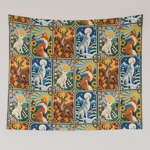 Item preview, Four Seasons Mosaic Animals – Rabbit, Fox, Deer & Wolf designed and sold by FloreDreamStudio.