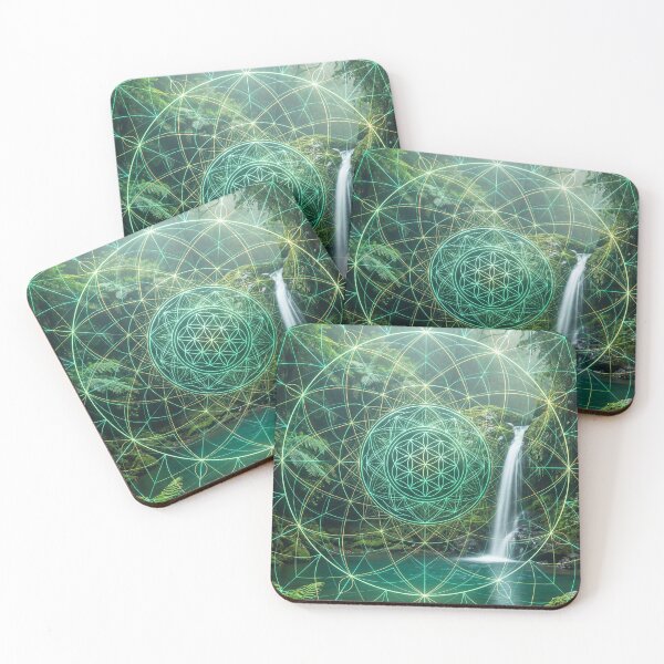 Item preview, Glowing Green Sacred Geometry Rainforest Waterfall | Monkeybusiness designed and sold by monkeybusiness.pt.
