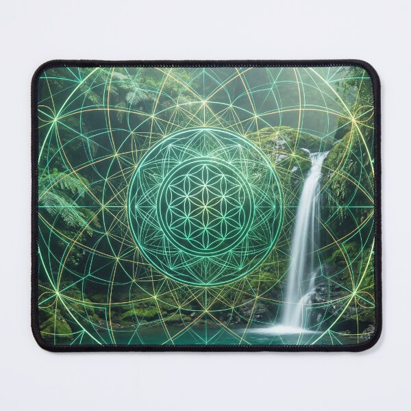 Item preview, Glowing Green Sacred Geometry Rainforest Waterfall | Monkeybusiness designed and sold by monkeybusiness.pt.