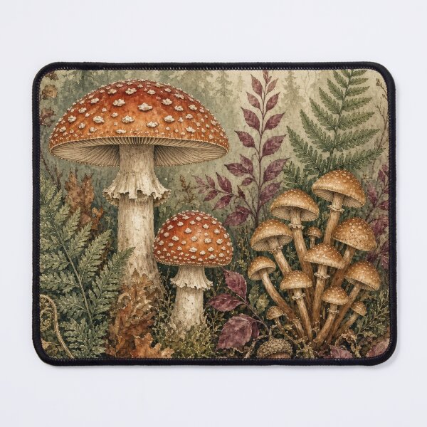 Item preview, Vintage Mushroom Forest Moth Botanical Illustration designed and sold by HappyOops.