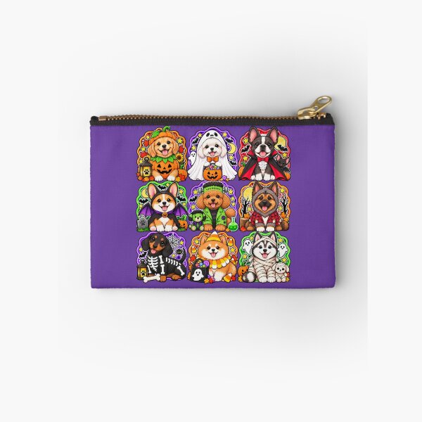 Item preview, Kawaii Halloween Dogs in Costumes – Cute Puppy Pumpkin, Ghost, Vampire, Frankenstein & Mummy Collage designed and sold by ALH Apparel.