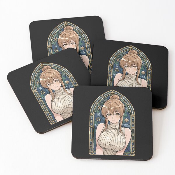 Item preview, Aina Yoshiwara Grand Blue Seashell Stained Glass Anime Girl Portrait designed and sold by mildaclairmo.