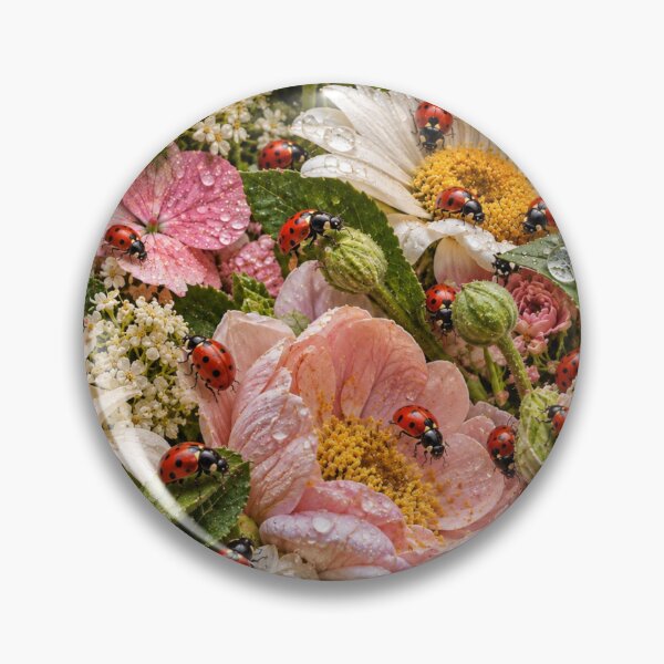 Item preview, Ladybug Flower Garden – Floral Macro Photography designed and sold by GSizzle1.
