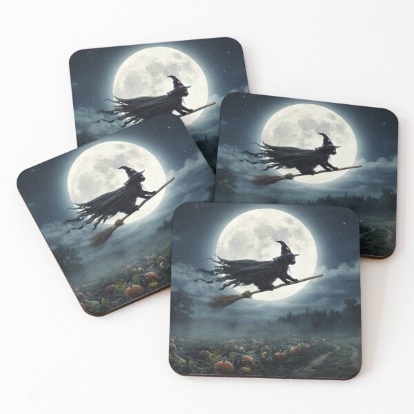 Item preview, Flying Black Cat Witch Under a Full Moon designed and sold by AfresStudio.