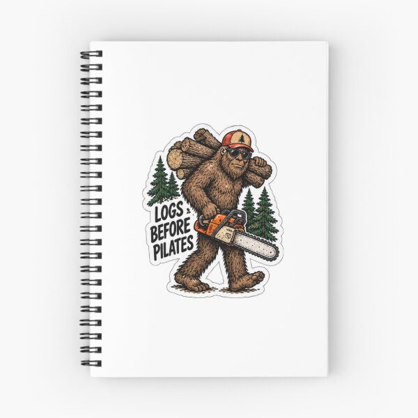 Item preview, Logs Before Pilates Funny Bigfoot Lumberjack Chainsaw designed and sold by trippinimages.