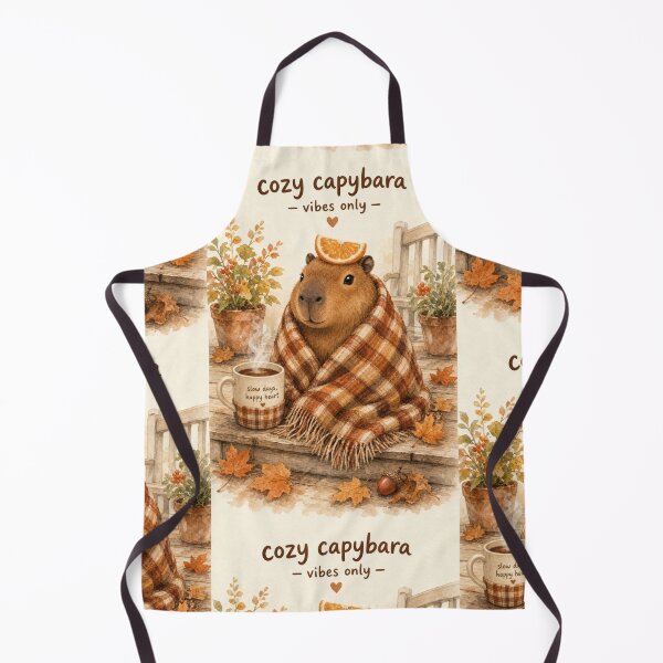 Item preview, Cozy Capybara Vibes Only Autumn Watercolor Art designed and sold by HappyOops.