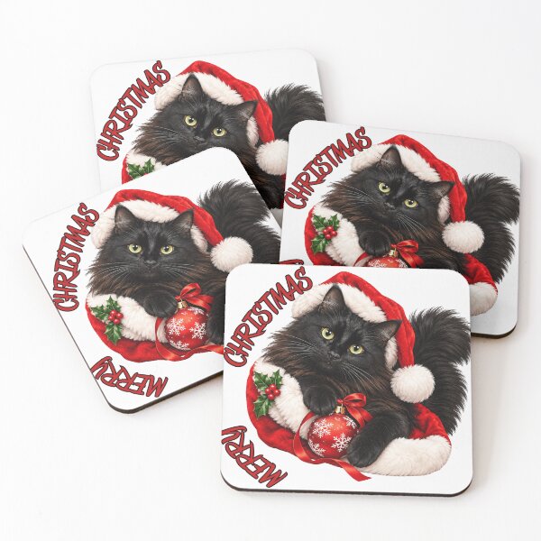 Item preview, Merry Christmas with Floof Black Cat designed and sold by lumar23.