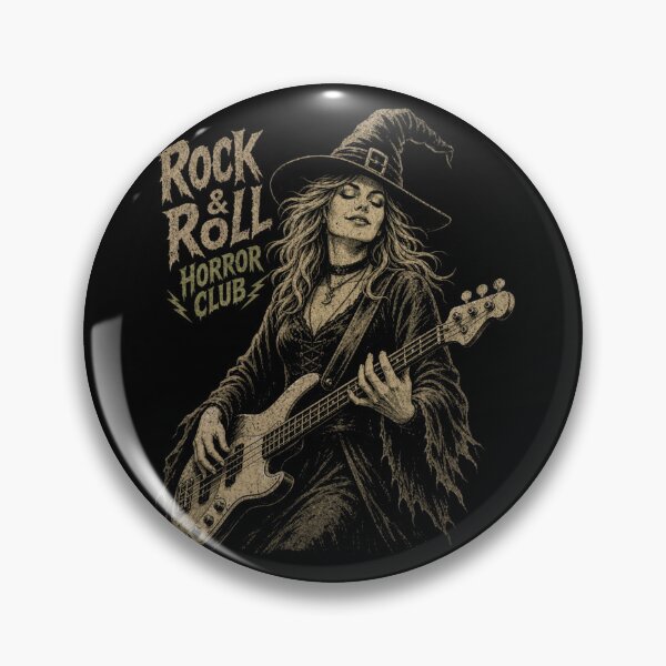Item preview, Witch Playing Bass Guitar - Rock & Roll Horror Club designed and sold by Nacho Average Designs.