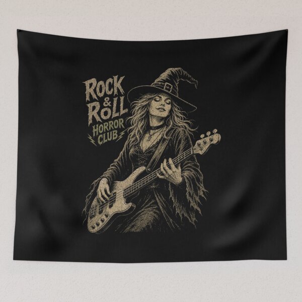 Item preview, Witch Playing Bass Guitar - Rock & Roll Horror Club designed and sold by Nacho Average Designs.