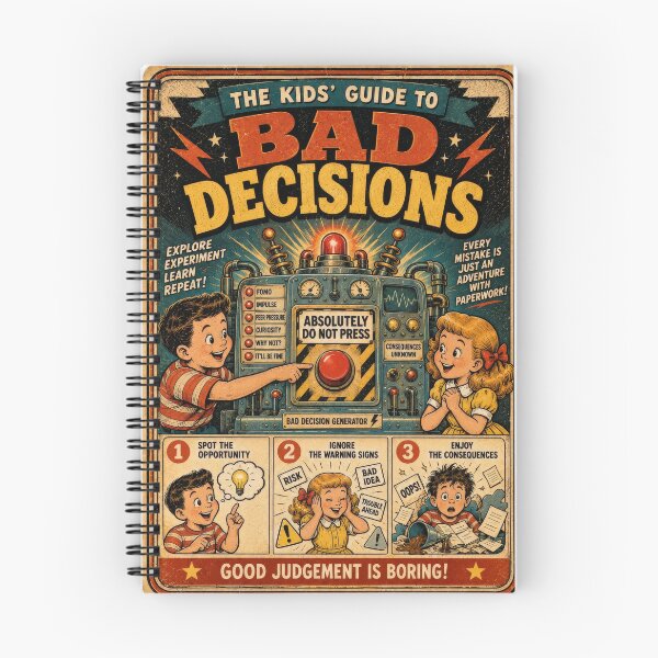 Item preview, The Kids’ Guide to Bad Decisions – Funny Retro Vintage Satire Poster designed and sold by 4TinyPaws.