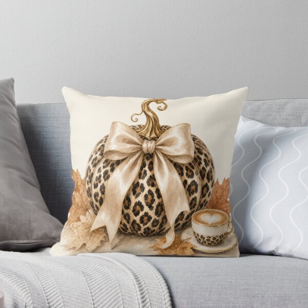 Item preview, Leopard Print Pumpkin Latte Autumn Watercolor Art designed and sold by HappyOops.
