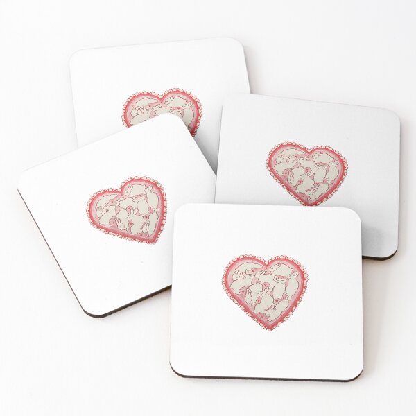 Item preview, red pink white bunny bunnies heart detailed love heart dainty authentic lover valentine designed and sold by bunnylover4life.