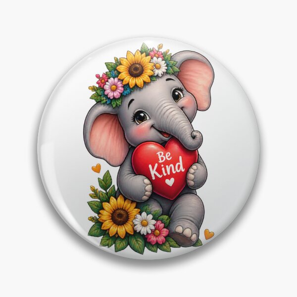 Item preview, Cute Baby Elephant Be Kind Heart Floral Crown designed and sold by BellabdO.
