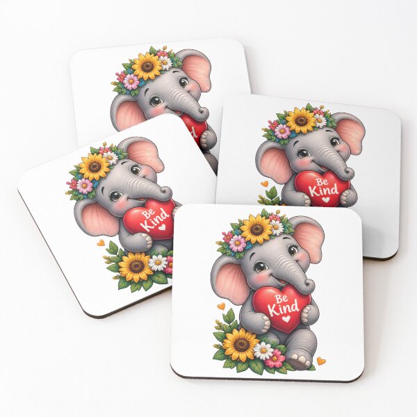 Item preview, Cute Baby Elephant Be Kind Heart Floral Crown designed and sold by BellabdO.