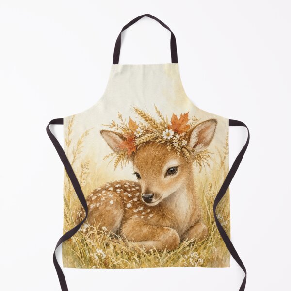 Item preview, Baby Deer with Autumn Flower Crown Watercolor Art designed and sold by HappyOops.