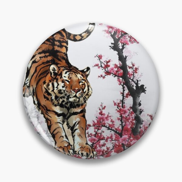 Item preview, Japanese Tiger and Pink Plum Blossoms designed and sold by BeckStudio1.