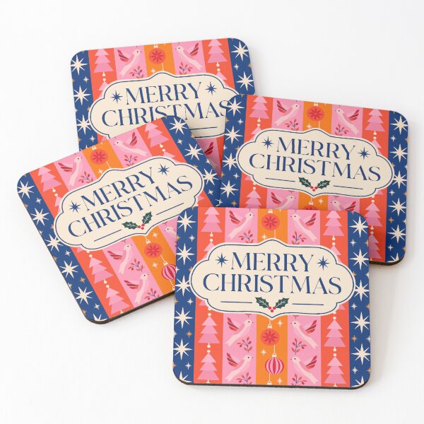 Item preview, Bright Retro Merry Christmas Festive Pattern Design designed and sold by The Home Of Pink Peach.