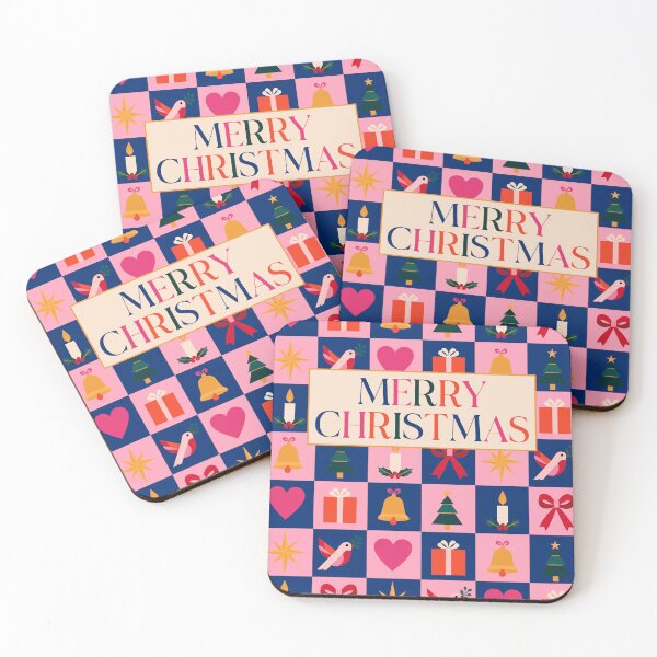Item preview, Colourful Merry Christmas Retro Festive Pattern Design designed and sold by The Home Of Pink Peach.