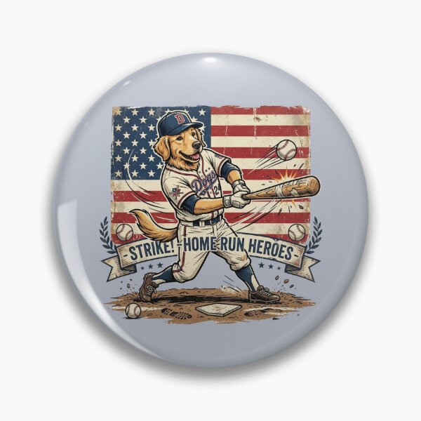 Item preview, Retro Baseball Dog: Vintage-Style USA Pride designed and sold by FootprintofLove.