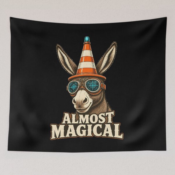 Item preview, Almost Magical Funny Donkey Traffic Cone Tech Humor Gift designed and sold by LeSoniPapaPrint.