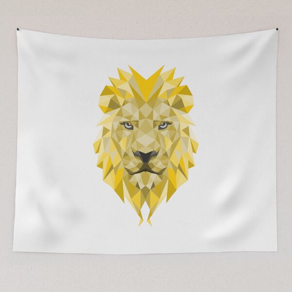 Item preview, Golden Geometric Lion Low Poly Art designed and sold by KhrystallineArt.