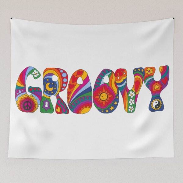 Item preview, Groovy Rainbow Word Art – White Retro Hippie Design designed and sold by Kellie Espie Art.