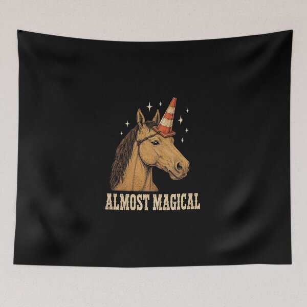 Item preview, Almost Magical Funny Horse Traffic Cone Unicorn designed and sold by haloochichi.