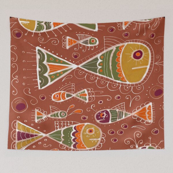 Item preview, Whimsical Folk Fish Illustration designed and sold by Fani*.
