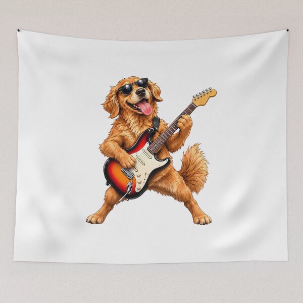 Item preview, Golden Retriever Dog Rocking Electric Guitar Funny Dog designed and sold by BellabdO.