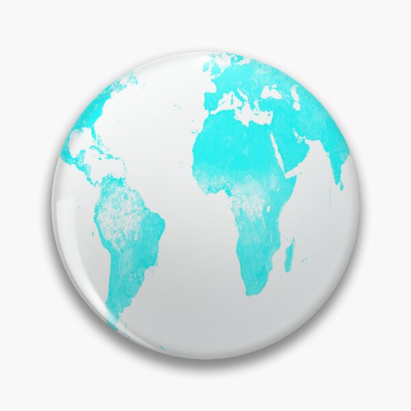 Item preview, Bright Cyan Teal and White World Map NASA Satellite Merch designed and sold by 2sweetsDesign.