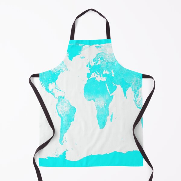 Item preview, Bright Cyan Teal and White World Map NASA Satellite Merch designed and sold by 2sweetsDesign.