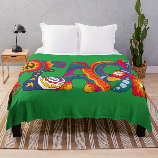 Item preview, Rainbow Peace Word Art – Green Retro Hippie Design designed and sold by Kellie Espie Art.