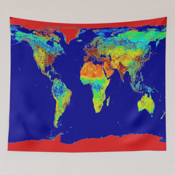 Item preview, Psychedelic Rainbow World Map NASA Satellite Thermal Graphic designed and sold by 2sweetsDesign.