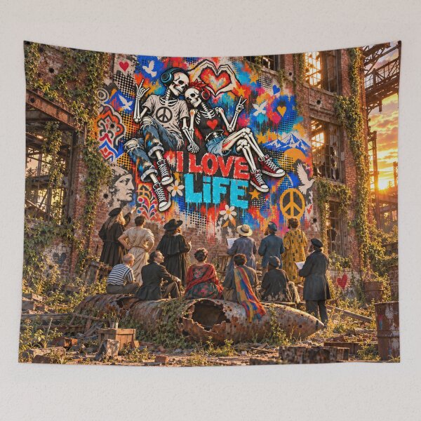 Item preview, I Love Life Anti-War Graffiti designed and sold by Qenlo.
