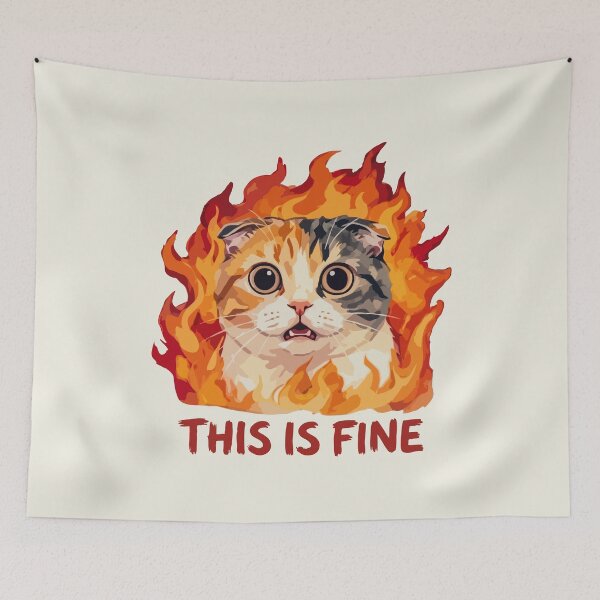 Item preview, This Is Fine Calico Cat On Fire designed and sold by Gkinoki.