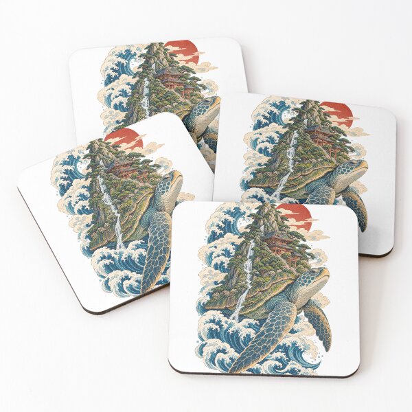 Item preview, Uogtun the Ancestral Turtle – Japanese Sea Turtle, Sacred Mountain & Ukiyo-e Art designed and sold by Substance_life.