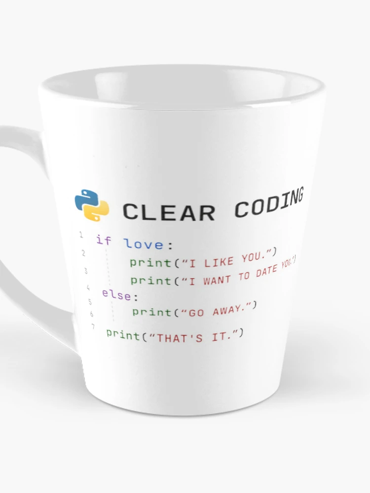 Thumbnail 3 of 4, Coffee Mug, Clear Coding — Love Explained in Python designed and sold by flashARTstudio.
