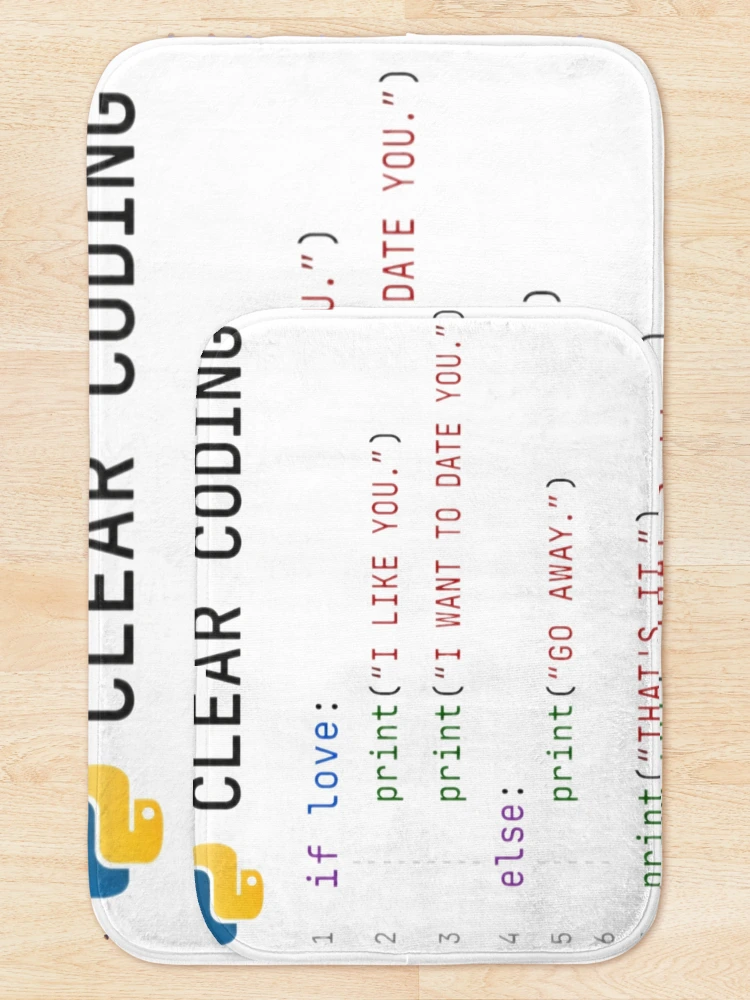Thumbnail 5 of 6, Bath Mat, Clear Coding — Love Explained in Python designed and sold by flashARTstudio.