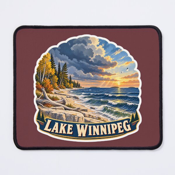 Item preview, Lake Winnipeg Vintage Canadian Prairie Shoreline Travel Print designed and sold by PinUpPizzazz.