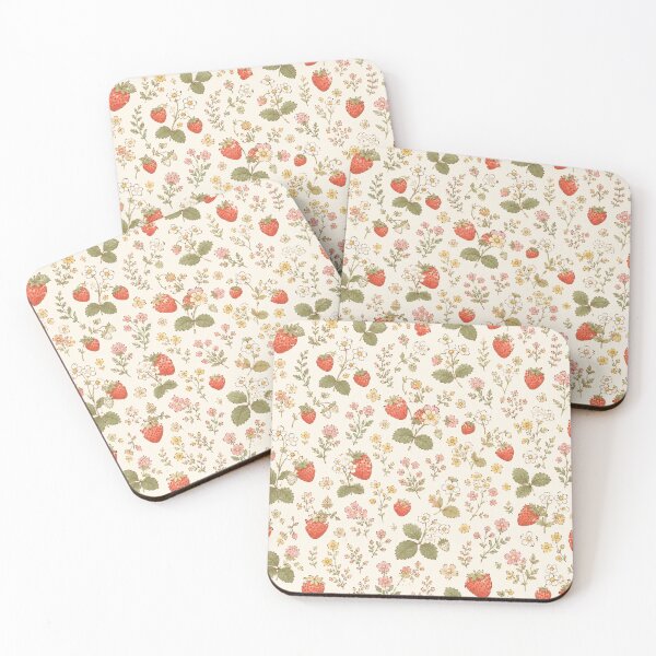 Item preview, Cottagecore Strawberry Wildflower Seamless Botanical Pattern designed and sold by Kooyana04.