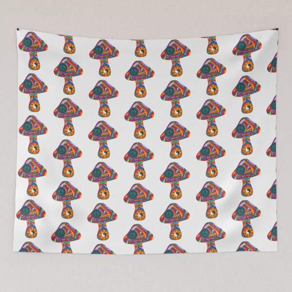 Item preview, Rainbow Psychedelic Mushroom – White Retro Hippie Design designed and sold by Kellie Espie Art.