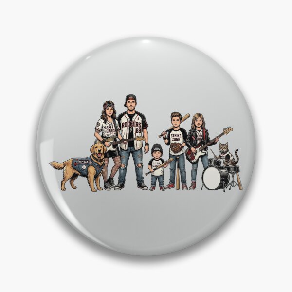 Item preview, Family Rock Band and Retro Baseball – Illustrated Design designed and sold by FootprintofLove.